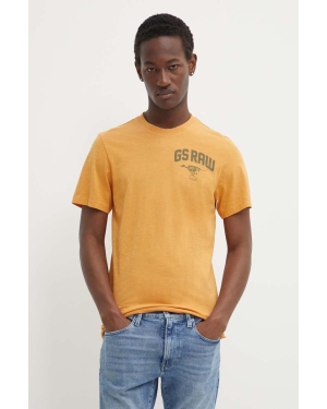 G-Star Raw t-shirt bawełniany męski kolor brązowy z nadrukiem