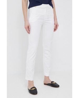 Lauren Ralph Lauren spodnie damskie kolor biały fason cygaretki high waist 200811955