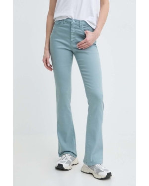 Marella spodnie damskie kolor niebieski dopasowane high waist 2413131125200