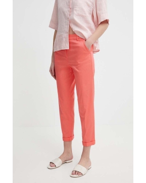 Sisley spodnie damskie kolor pomarańczowy fason cygaretki high waist