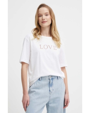 Sisley t-shirt bawełniany damski kolor biały