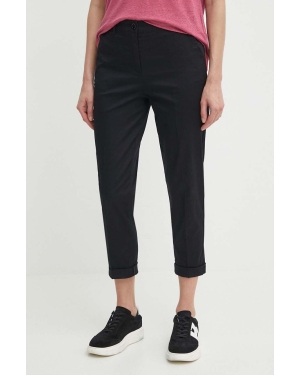 Sisley spodnie damskie kolor czarny fason cygaretki high waist