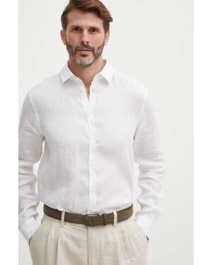 Sisley koszula lniana kolor biały regular
