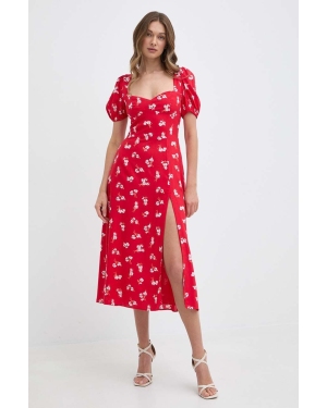 Bardot sukienka GILLIAN kolor czerwony midi rozkloszowana 59235DB