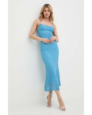 Bardot sukienka ADONI kolor niebieski maxi rozkloszowana 57998DB2