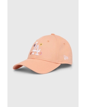 New Era czapka z daszkiem bawełniana kolor pomarańczowy z aplikacją LOS ANGELES DODGERS