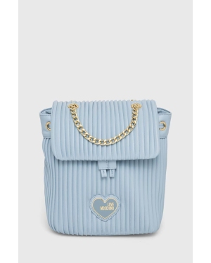 Love Moschino plecak damski kolor niebieski mały z aplikacją