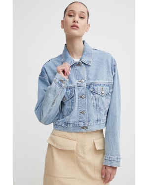 Abercrombie & Fitch kurtka jeansowa damska kolor niebieski przejściowa oversize