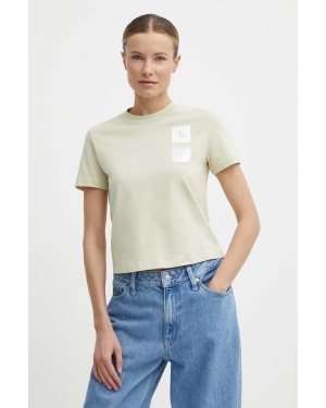 Calvin Klein Jeans t-shirt bawełniany damski kolor zielony J20J223700