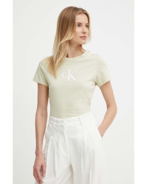 Calvin Klein Jeans t-shirt bawełniany damski kolor zielony