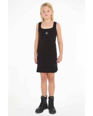Calvin Klein Jeans sukienka dziecięca kolor czarny mini prosta