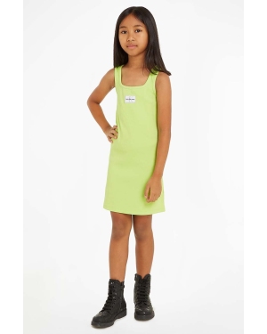 Calvin Klein Jeans sukienka dziecięca kolor zielony mini prosta