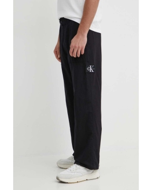 Calvin Klein Jeans spodnie z domieszką lnu kolor czarny proste J30J325126
