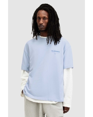 AllSaints t-shirt bawełniany ACCESS SS CREW męski kolor niebieski z nadrukiem M038PA