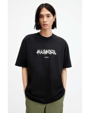 AllSaints t-shirt bawełniany SLANTED SS CREW męski kolor czarny z nadrukiem M025PA