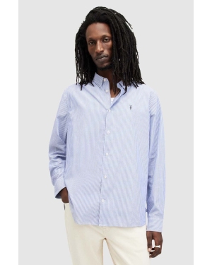 AllSaints koszula bawełniana HILLVIEW LS SHIRT męska kolor niebieski relaxed MS513Z