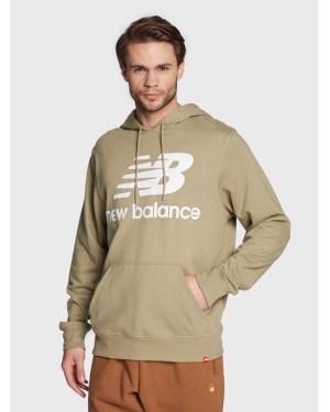 New Balance Bluza Essentials Stacked Logo MT03558 Zielony Relaxed Fit