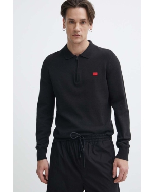 HUGO sweter bawełniany kolor czarny lekki 50510394