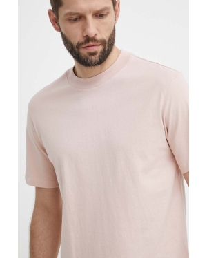 HUGO t-shirt bawełniany męski kolor różowy gładki 50488330