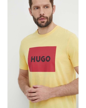 HUGO t-shirt bawełniany męski kolor żółty z nadrukiem 50467952