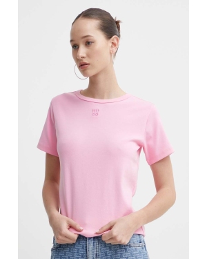 HUGO t-shirt damski kolor różowy 50512002