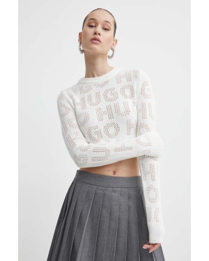 HUGO sweter damski kolor beżowy lekki 50514935