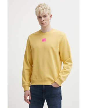 HUGO bluza bawełniana męska kolor żółty z aplikacją 50447964