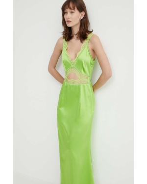 Never Fully Dressed sukienka kolor zielony maxi rozkloszowana
