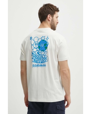 Napapijri t-shirt bawełniany S-Boyd męski kolor beżowy z nadrukiem NP0A4HQFN1A1