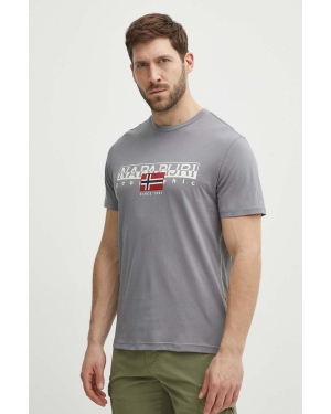 Napapijri t-shirt bawełniany S-Aylmer męski kolor szary z nadrukiem NP0A4HTOH581