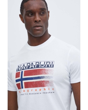 Napapijri t-shirt bawełniany S-Kreis męski kolor biały z nadrukiem NP0A4HQR0021