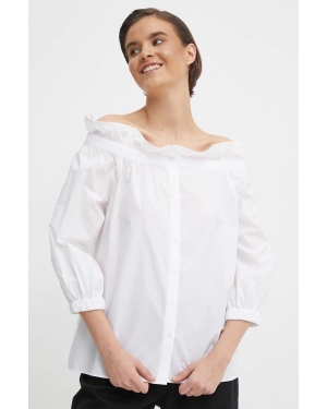 Mos Mosh bluzka bawełniana damska kolor biały gładka