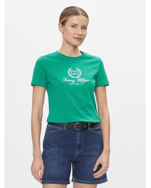 Tommy Hilfiger T-Shirt Flag Script WW0WW41761 Zielony Slim Fit