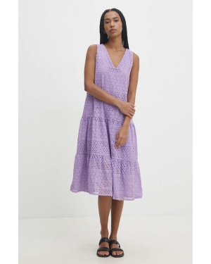 Answear Lab sukienka bawełniana kolor fioletowy mini prosta