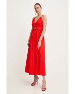 Twinset sukienka kolor czerwony maxi rozkloszowana