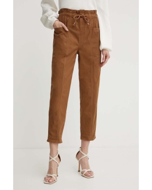 Silvian Heach spodnie damskie kolor brązowy proste high waist
