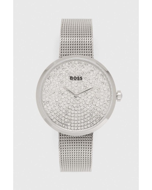 BOSS zegarek damski kolor srebrny