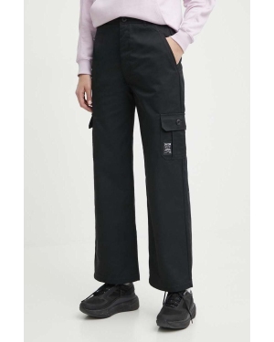 Champion spodnie damskie kolor czarny szerokie high waist 117201