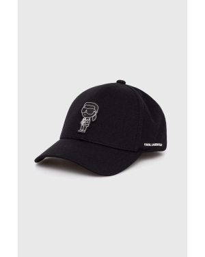 Karl Lagerfeld czapka z daszkiem kolor czarny z aplikacją 542118.805611