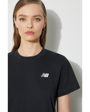 New Balance t-shirt bawełniany Essentials Cotton damski kolor czarny WT41509BK
