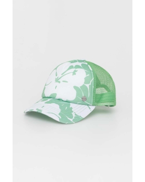 Roxy czapka z daszkiem kolor zielony wzorzysta ERJHA04268