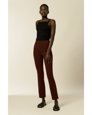 Ivy Oak Spodnie damskie kolor bordowy proste high waist