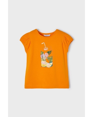 Mayoral T-shirt bawełniany dziecięcy kolor pomarańczowy