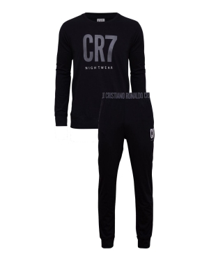 CR7 Cristiano Ronaldo Piżama męska kolor czarny z nadrukiem