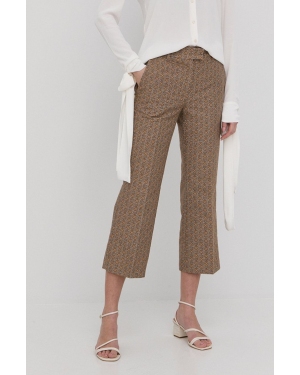 Twinset spodnie damskie kolor brązowy proste medium waist