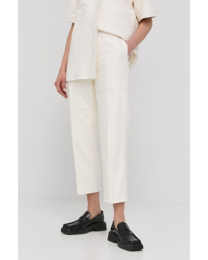 Herskind spodnie skórzane damskie kolor biały proste high waist Birgitte Herskind