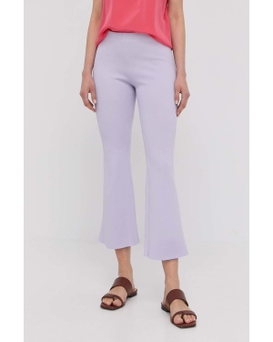Liviana Conti spodnie damskie kolor fioletowy dzwony high waist