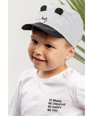 Jamiks czapka dziecięca kolor szary z aplikacją