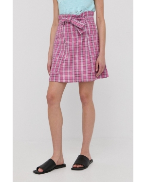 MAX&Co. spódnica lniana kolor fioletowy mini rozkloszowana