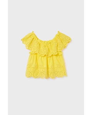 Mayoral bluzka bawełniana dziecięca kolor żółty gładka